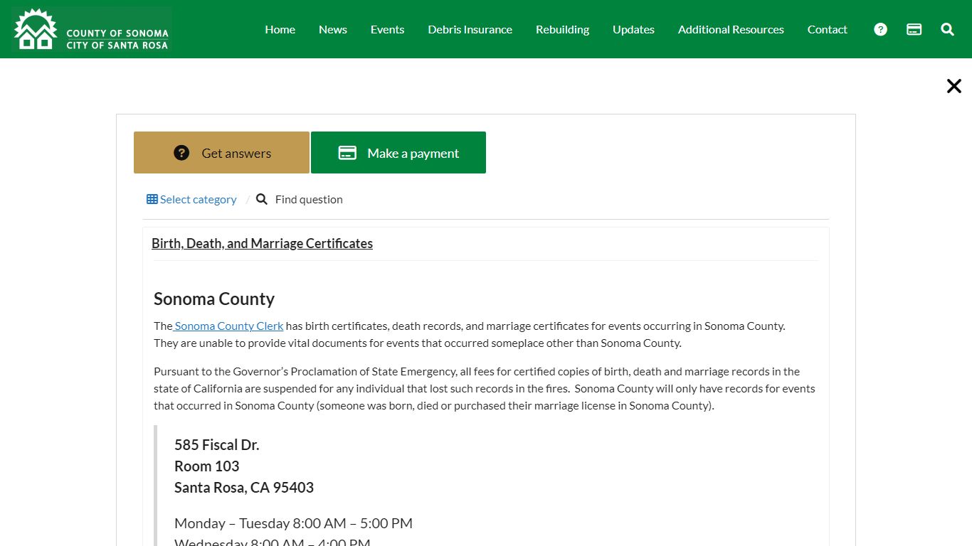 Birth, Death, and Marriage Certificates - Sonoma County ...